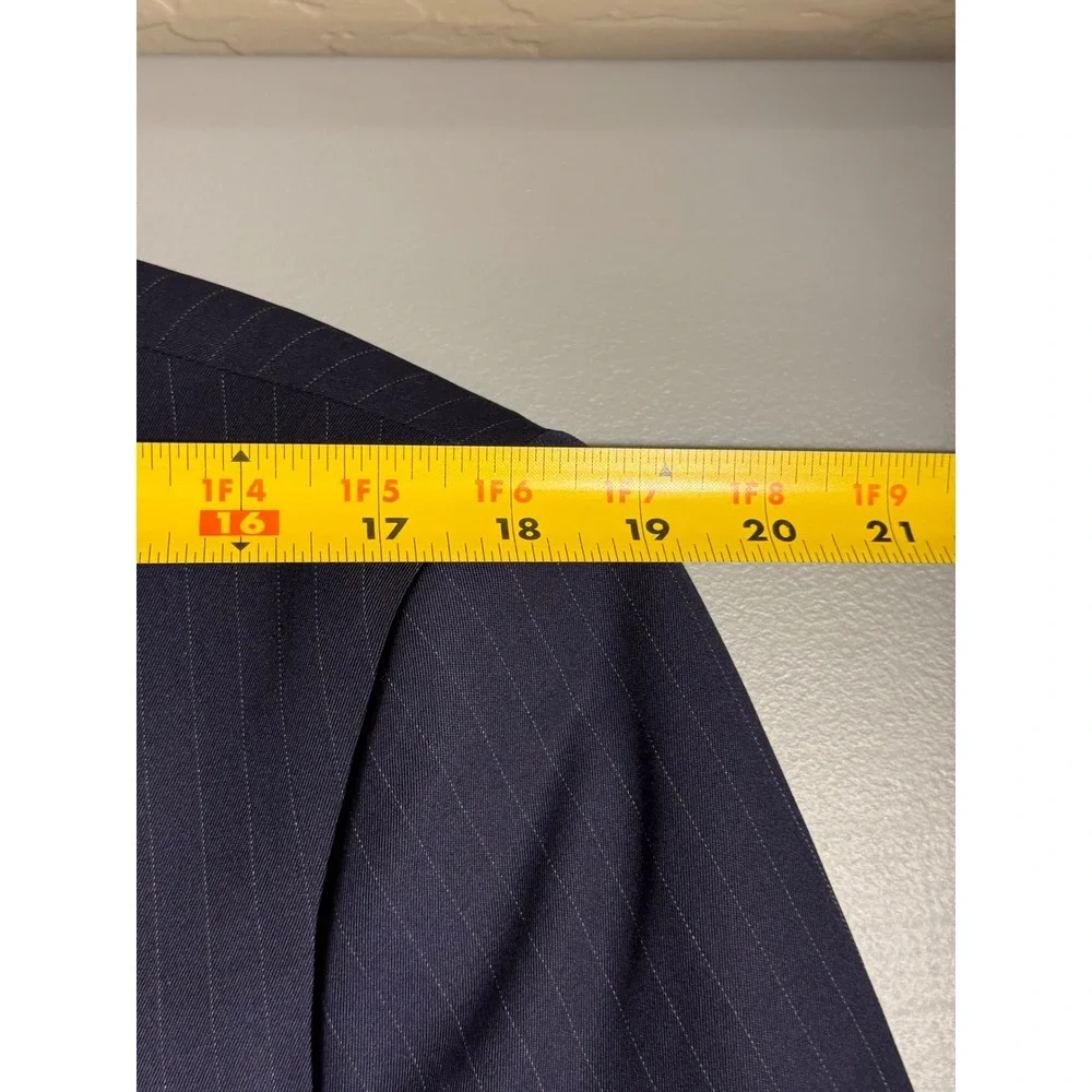 Banana Republic Mens Slim Fit Marzotto Super 130s Wool Blazer Navy Pinstripe 44R